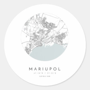 Pegatina Redonda Mariupol Ucrania Coordenadas Mapa Ciudad natal