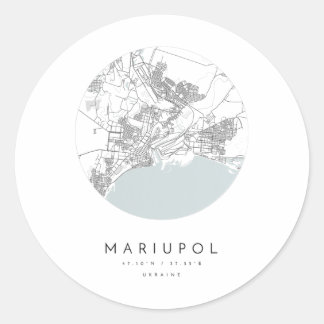 Pegatina Redonda Mariupol Ucrania Coordenadas Mapa Ciudad natal
