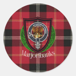 Pegatina Redonda Marjoribanks Scottish Clan Tartan & Crest