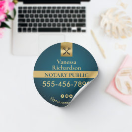 Pegatina Redonda Marketing notarial profesional Blue & Gold