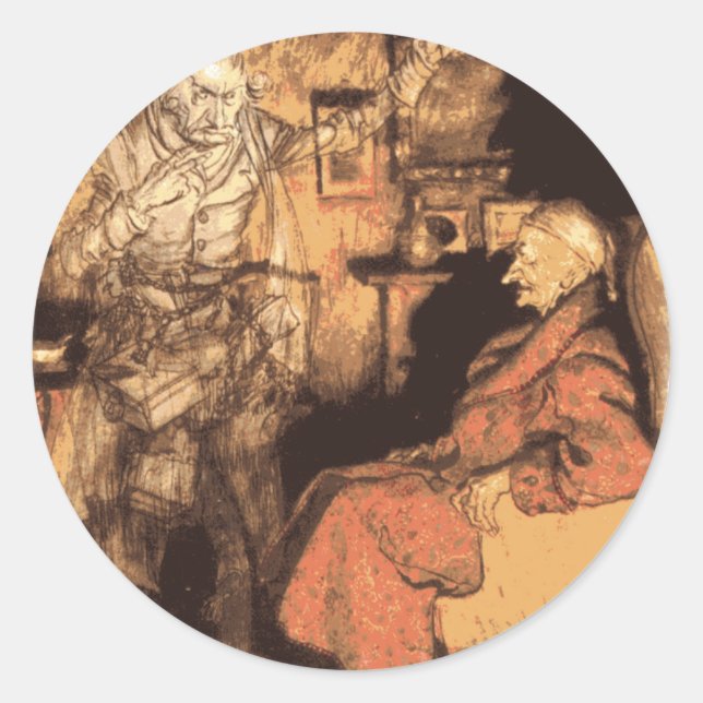 Pegatina Redonda Marley y Scrooge (Anverso)