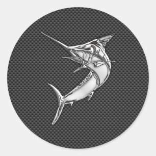 Pegatina Redonda Marlin de estilo cromado en fibra de carbono