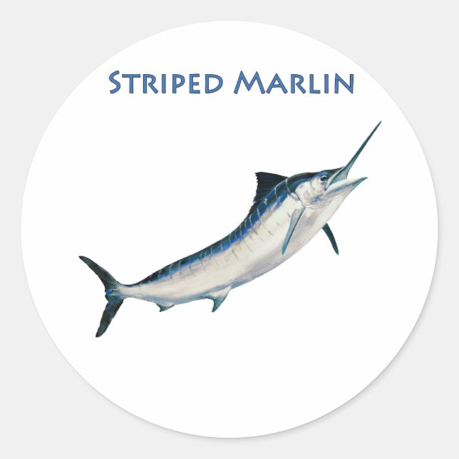 Pegatina Redonda Marlin rayado (con título) (Anverso)