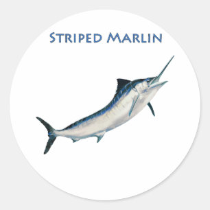Pegatina Redonda Marlin rayado (con título)