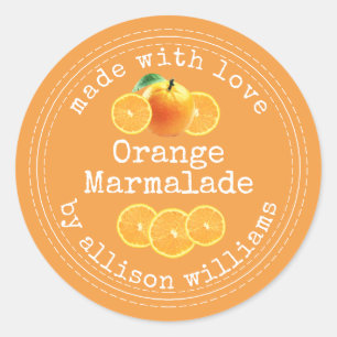 Pegatina Redonda Marmalade, un Naranja casero y rústico