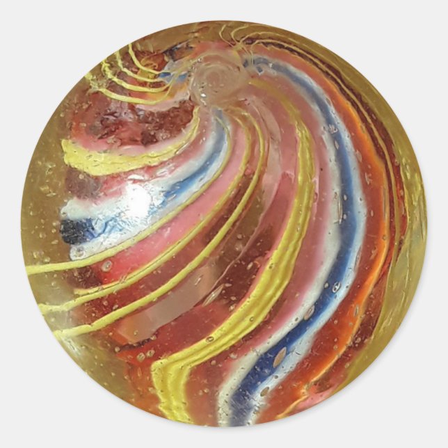 Pegatina Redonda Mármol antiguo alemán hecho a mano (Anverso)