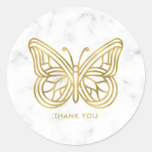 Mármol blanco y mariposa geométrica de oro