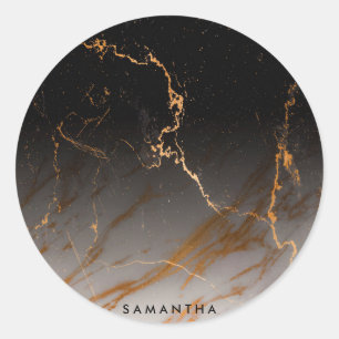 Pegatina Redonda Mármol blanco y negro