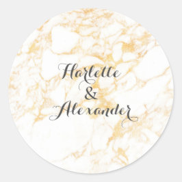 Pegatina Redonda Mármol blanco y oro
