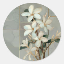 Mármol de Línea Dorada con Flor de Magnolia Blanca