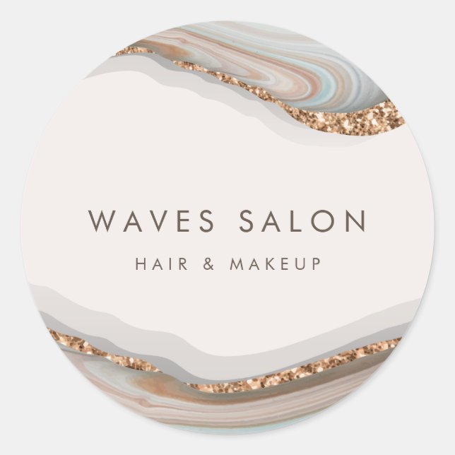 Pegatina Redonda Mármol de Piedra Ágata (Anverso)