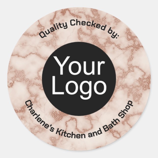 Pegatina Redonda Mármol marrón rústico (Anverso)