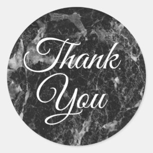 Pegatina Redonda Mármol Negro y Blanco Moderno Favor Tendencia Trat