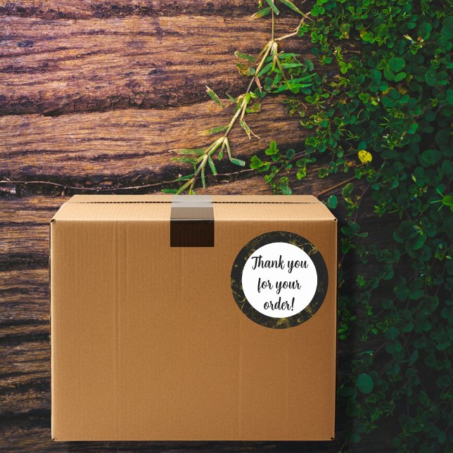 Pegatina Redonda Mármol negro y dorado Gracias (Subido por el creador)