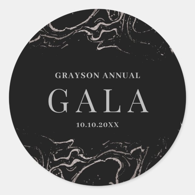 Pegatina Redonda Mármol plateado de gala (Anverso)