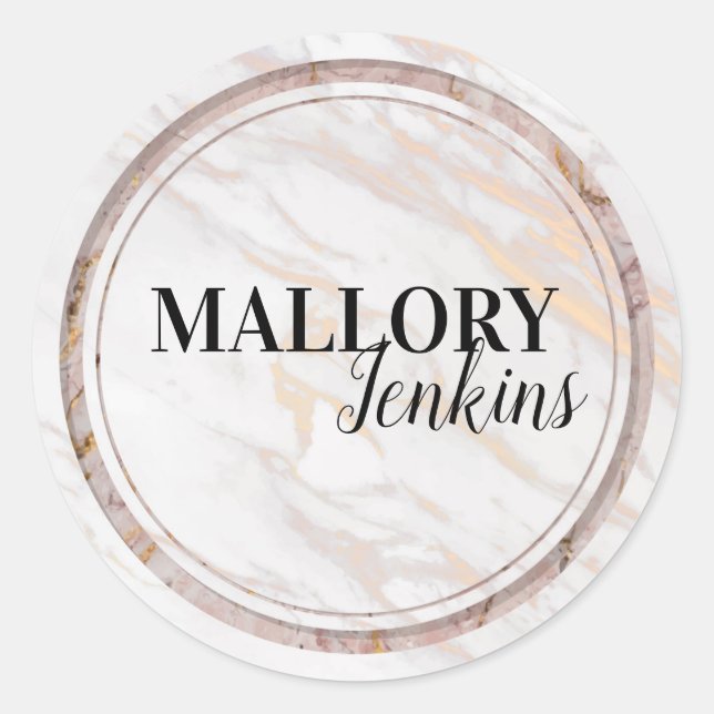 Pegatina Redonda Mármol rosa irlandés (Anverso)