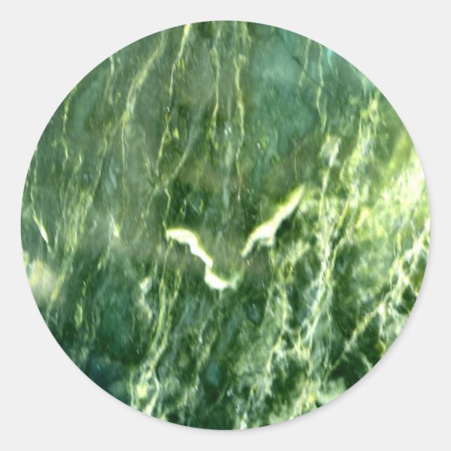 Pegatina Redonda Mármol verde verde (Anverso)