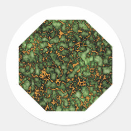 Pegatina Redonda Mármol verde y oro de Gran Moss