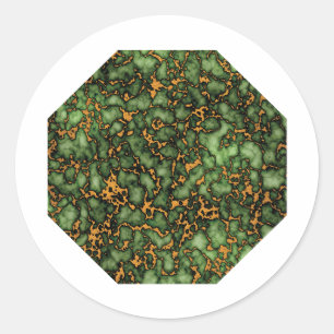 Pegatina Redonda Mármol verde y oro de Gran Moss