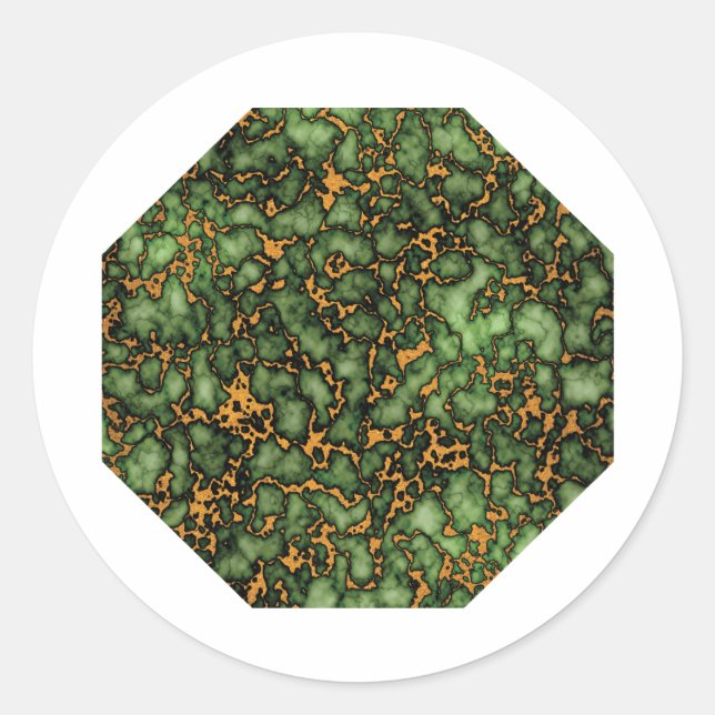 Pegatina Redonda Mármol verde y oro de Gran Moss (Anverso)