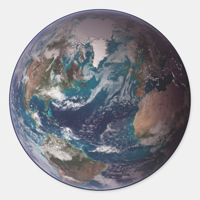 Pegatina Redonda Mármoles azules gemelos - Oeste - Imagen de Planet (Anverso)