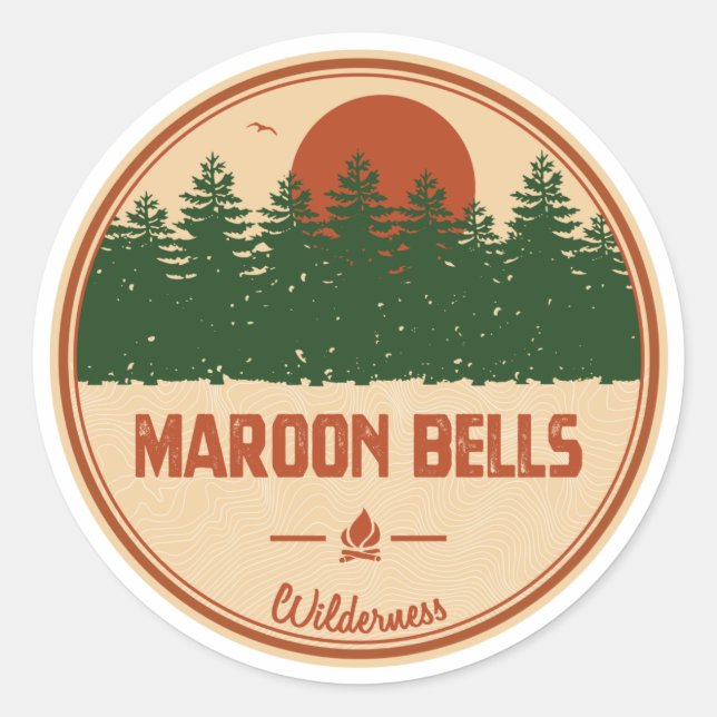 Pegatina Redonda Maroon Bells Wilderness (Anverso)