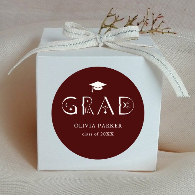 Pegatina Redonda Maroon de Tipografía Boho GRAD (Subido por el creador)