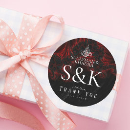 Pegatina Redonda Maroon Minimal Elegant Nikah Favor de la boda islá