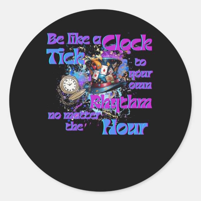 Pegatina Redonda Marque Su Propio Diseño De Reloj De Ritmo (Anverso)