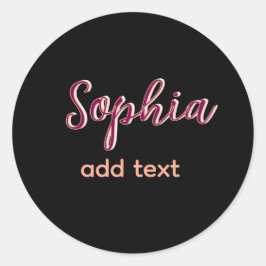 Pegatina Redonda marron añadir nombre chica jefe texto negro elegan