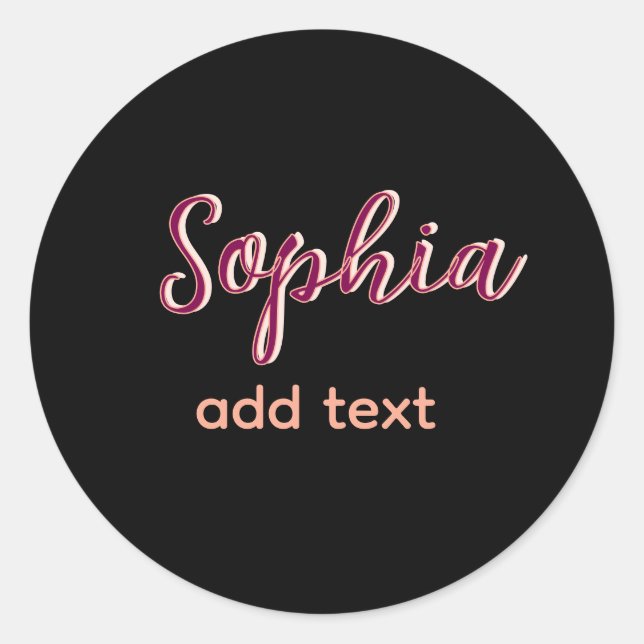 Pegatina Redonda marron añadir nombre chica jefe texto negro elegan (Anverso)