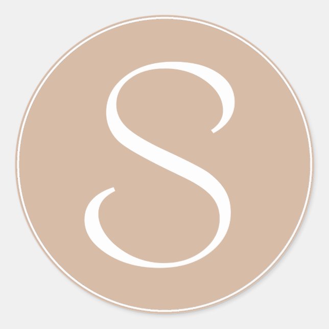 Pegatina Redonda Marrón pálido monograma con BT de anillo blanco (Anverso)