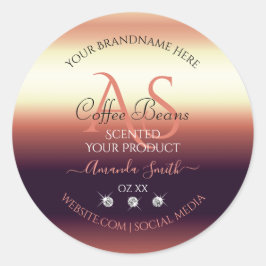 Pegatina Redonda Marrón roja Shimmery Etiquetas de productos Jewels