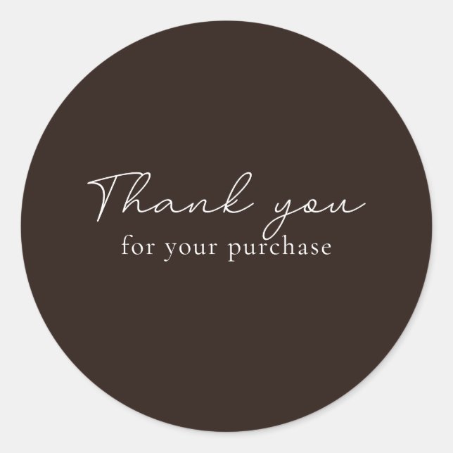 Pegatina Redonda marrón sólido, Gracias por tu compra (Anverso)