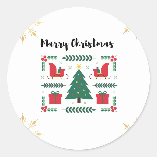 Pegatina Redonda Marry Christmas Sticker (Anverso)