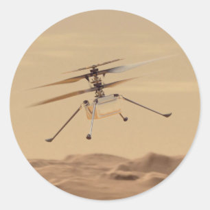 Pegatina Redonda Mars Ingenuity Helicopter Flight