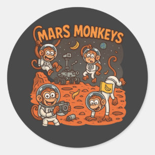Pegatina Redonda Mars Monkeys divertido animal