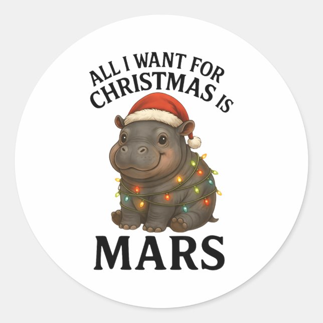 Pegatina Redonda Mars The Hip Christmas Baby Hip Mars Viral Pygmy H (Anverso)