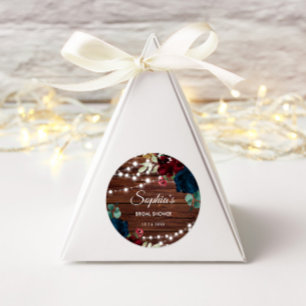 Pegatina Redonda Marsala y flores de marina ducha de novia rústica