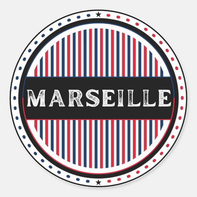 Pegatina Redonda Marseille City Pride Emblem – French Identity (Anverso)