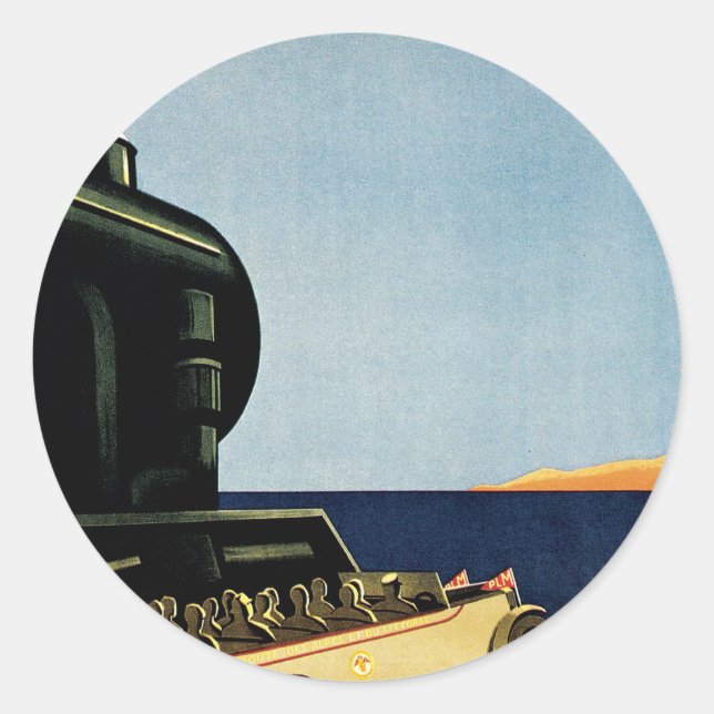 Pegatina Redonda Marsella ~ Costa Azul (Anverso)