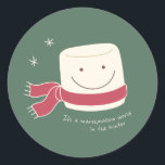 Pegatina Redonda Marshmallow World Christmas Stickers<br><div class="desc">Una tierna pegatina para el malvavisco para el embalaje de Navidad.</div>