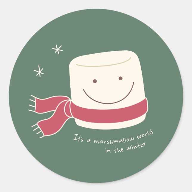 Pegatina Redonda Marshmallow World Christmas Stickers (Anverso)