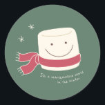 Pegatina Redonda Marshmallow World Christmas Stickers<br><div class="desc">Una tierna pegatina para el malvavisco para el embalaje de Navidad.</div>