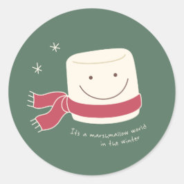 Pegatina Redonda Marshmallow World Christmas Stickers