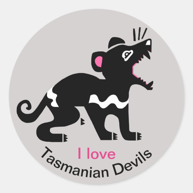 Pegatina Redonda Marsupial - Amo a los demonios de Tasmania - Vida  (Anverso)