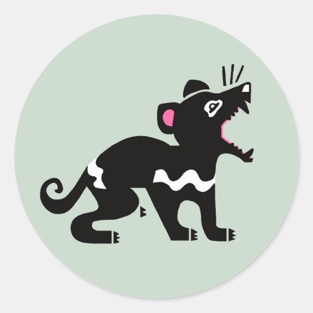 Pegatina Redonda Marsupial - DEMORA de Tasmania - animal en peligro (Anverso)