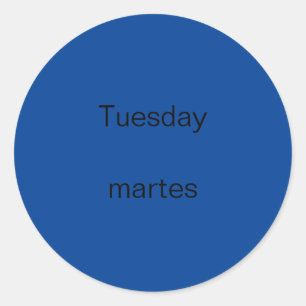 Pegatina Redonda Martes martes inglés para Pegatinas españoles