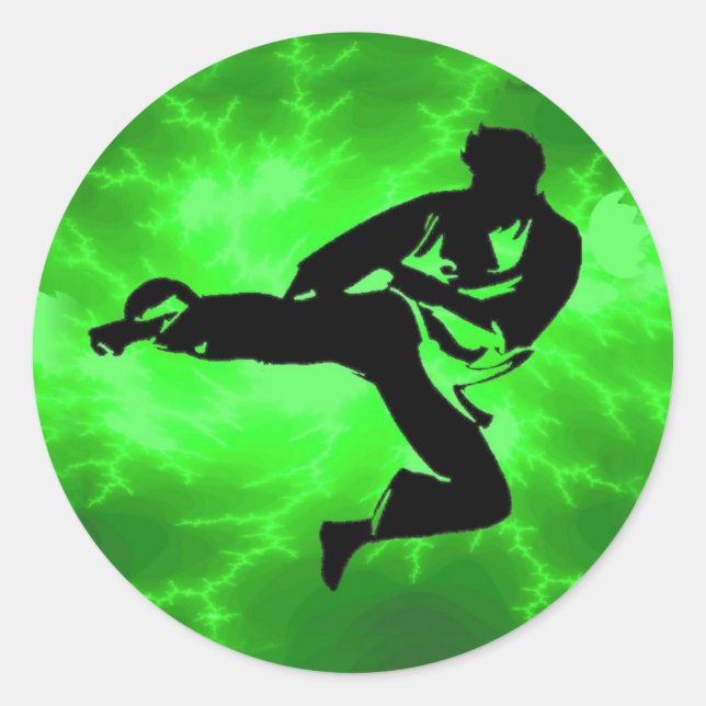 Pegatina Redonda Martial Arts Green Lightman (Anverso)