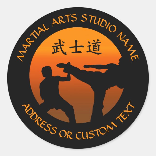 Pegatina Redonda Martial Arts Karate Taekwondo Kung Fu Dueño del es (Anverso)